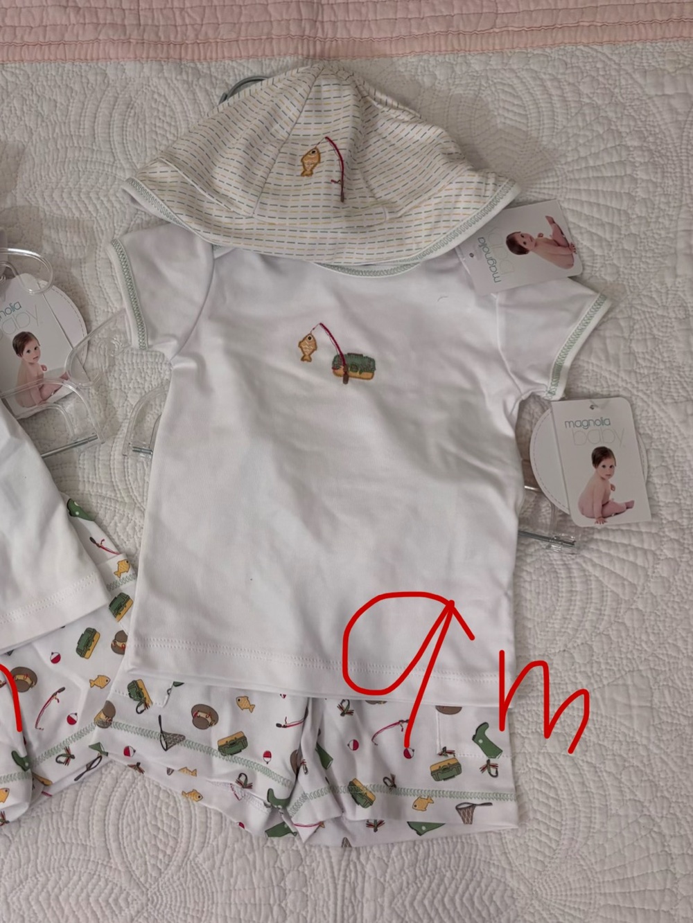 Magnolia Baby White Set with Fishing Print
